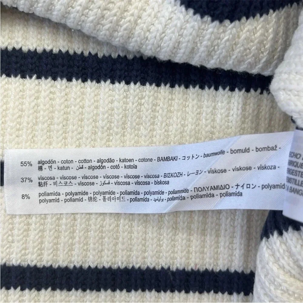 ZARA Ribbed Knit Cozy Cream Striped Cropped Sweater Vest